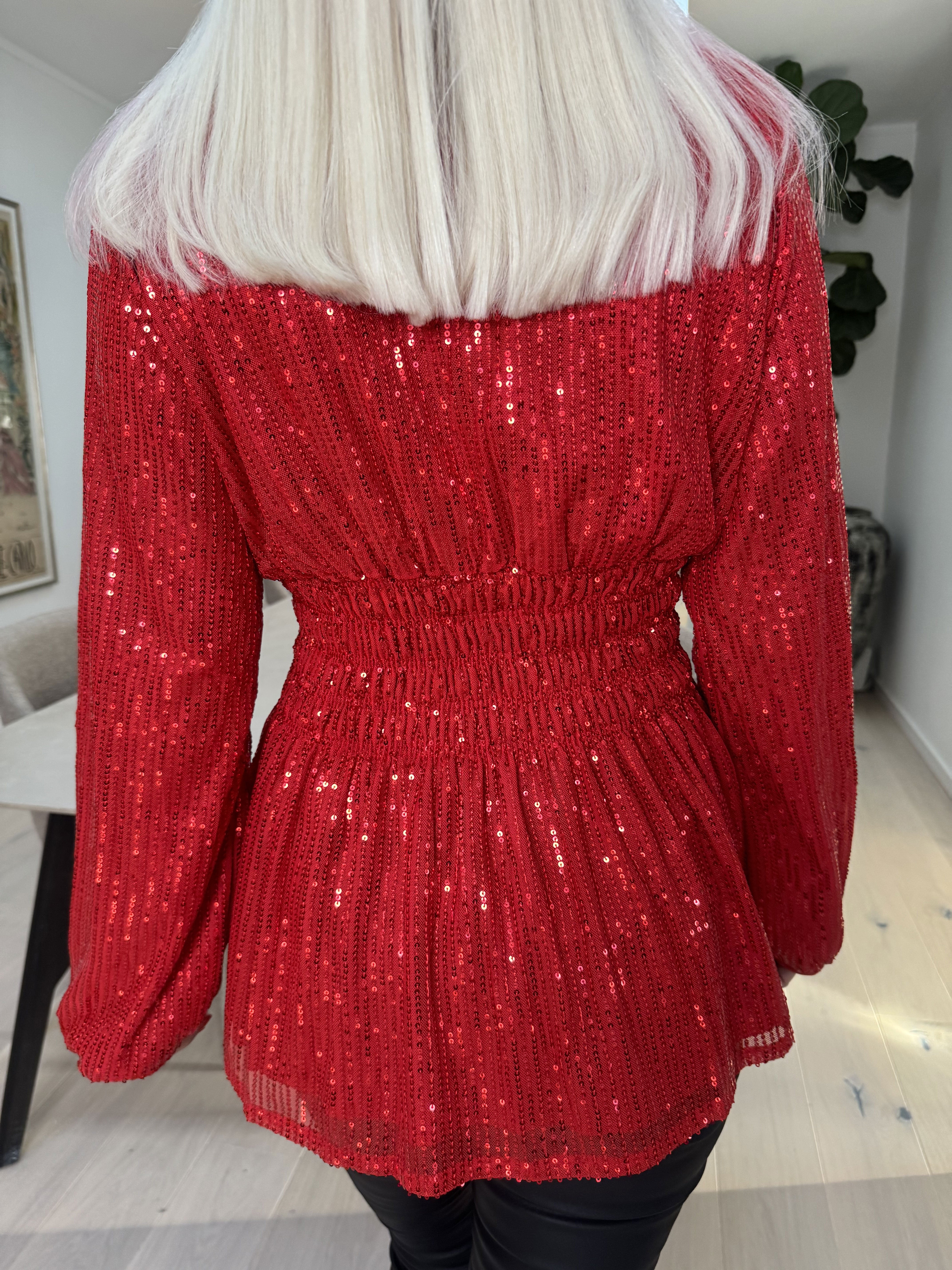 Pams Glitter Shirt L/S - Bluse med pailletter og lange ærmer